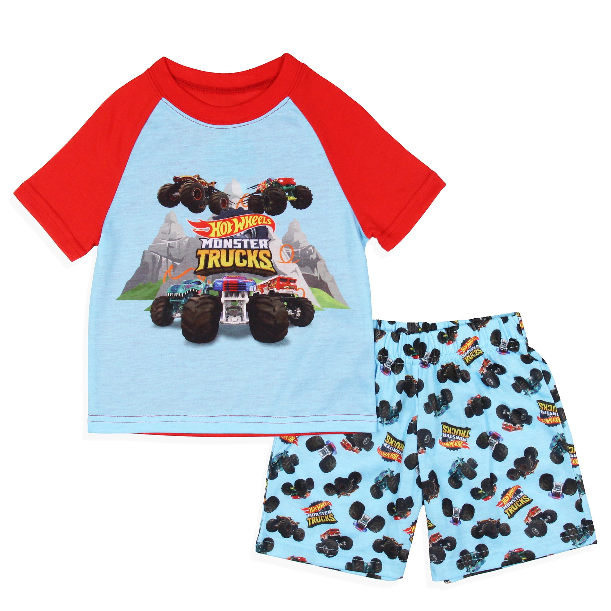 Hot Wheels Toddler Boy's Monster Trucks Toys Tossed Print Pajama Set ...