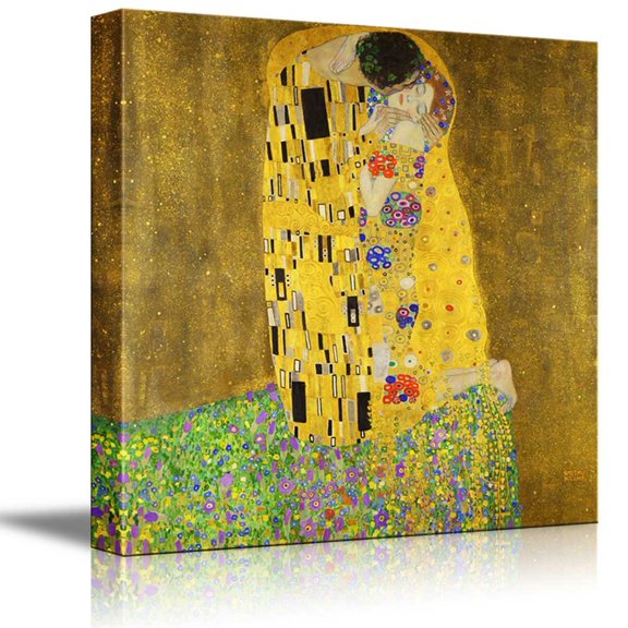 wall26 The Kiss by Gustav Klimt - Austrian Symbolist Painter - Golden Phase - Canvas Art Home Art - 16x16 inches