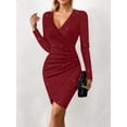 thumbnail image 3 of Galener solid-color shiny and elegant dress, 3 of 5