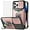 Rose Gold, variant on Design for iPhone 14 Pro Phone Case with Screen Protector Card Holder Stand Kickstand Heavy Duty Slim Shockproof Hybrid Rugged Drop Protective Cover for iPhone14pro Women 6.1 inch Rose Gold