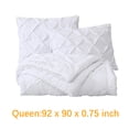 thumbnail image 2 of Juego de edredón de 3 piezas con pliegues, juego de cama de microfibra suave lavada con flecos para hotel, dormitorio, habitación de invitados (Queen, blanco), 2 of 5