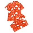 thumbnail image 5 of Gaexia Halloween Fun Print Pajama Set for Women Short Sleeve Long Pants Satin V-Neck Button Down Sleepwear Loungewear Pajama Set, 5 of 5