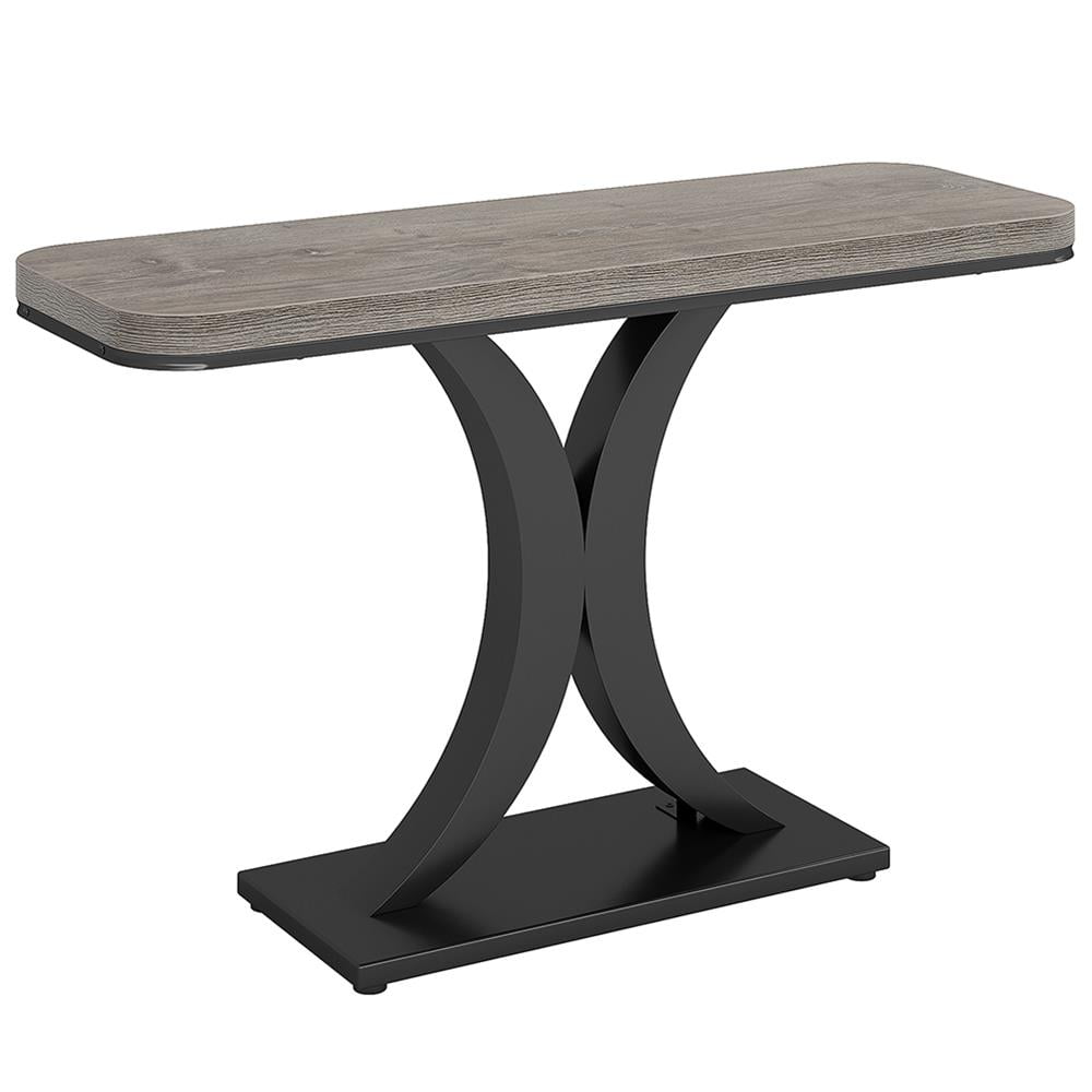 GVN Console Table, Entryway Table, 40" Console Table, Narrow Entryway Foyer Table with Geometric Base, Gray