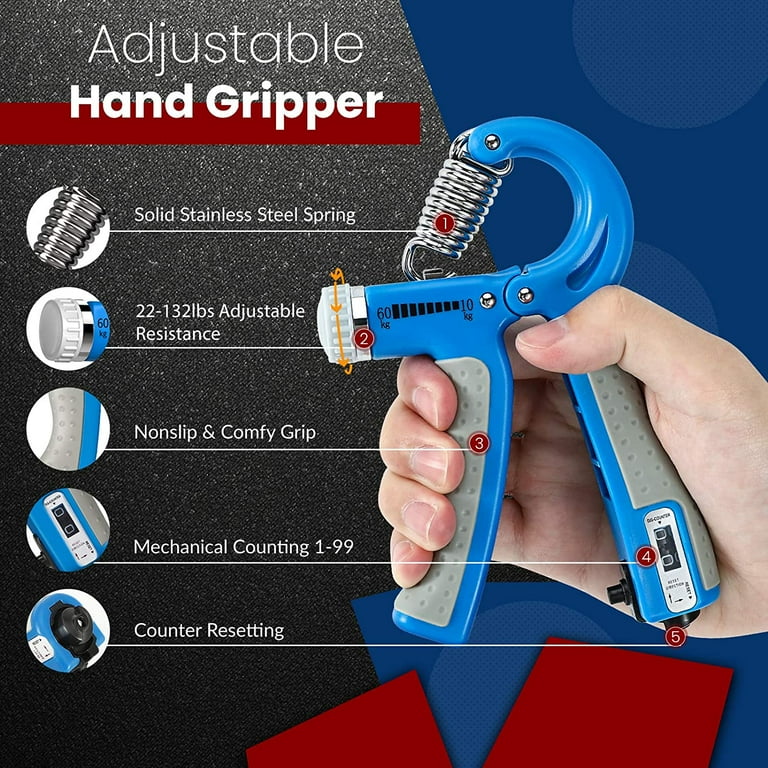 Hand Grip Strengthener Counting Forearm Trainer Workout Kit 6 Pack Adjustable Hand Grip Strengthener Grip Ring Finger Stretcher Finger