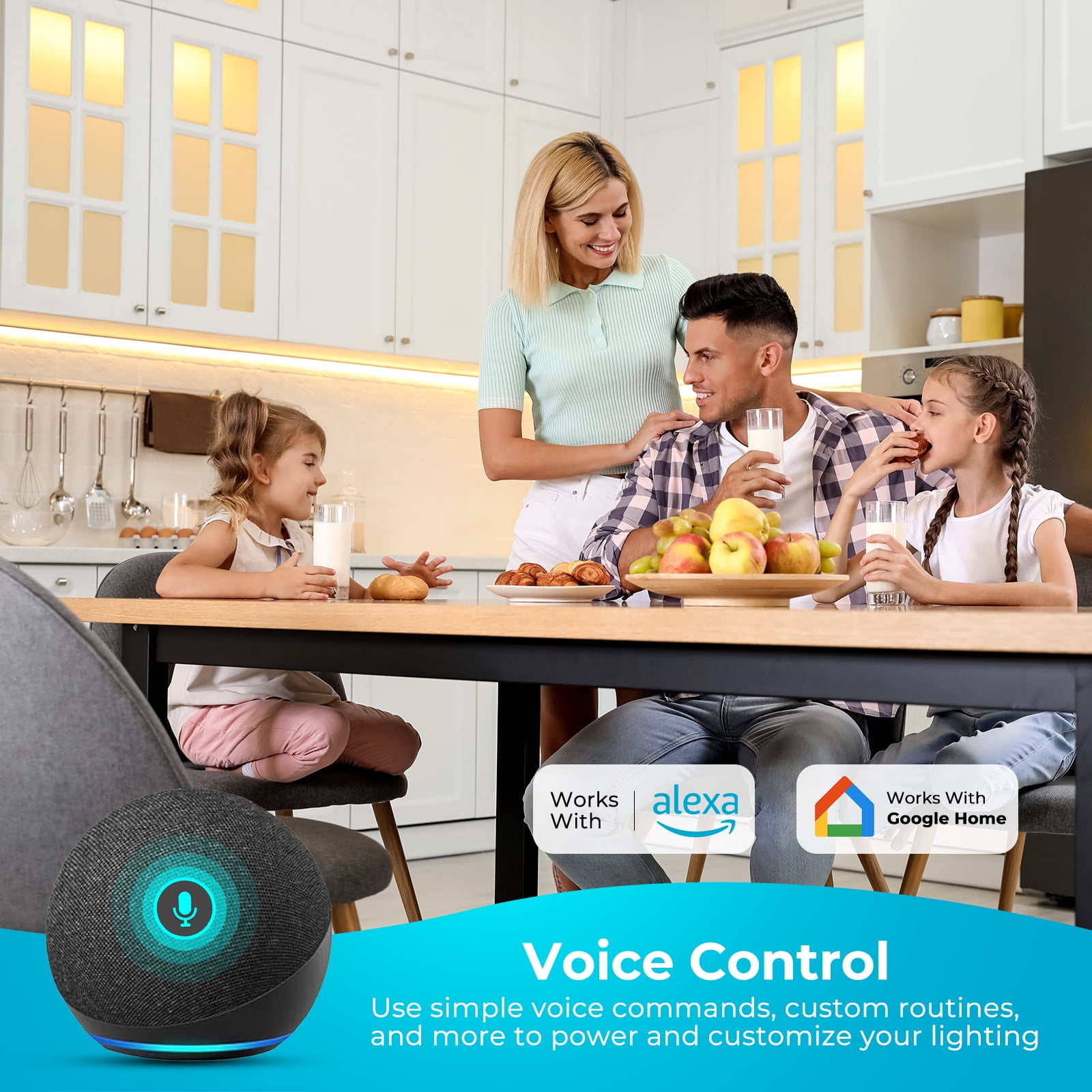 VST Smart Under Cabinet Lighting, UL Listed CRI 93+ CCT COB Strip Lights Alexa & Google Compatible APP Remote, Handwave and Voice Control Under Counter Lights for Kitchen Cabinet Closets (6 Bars)