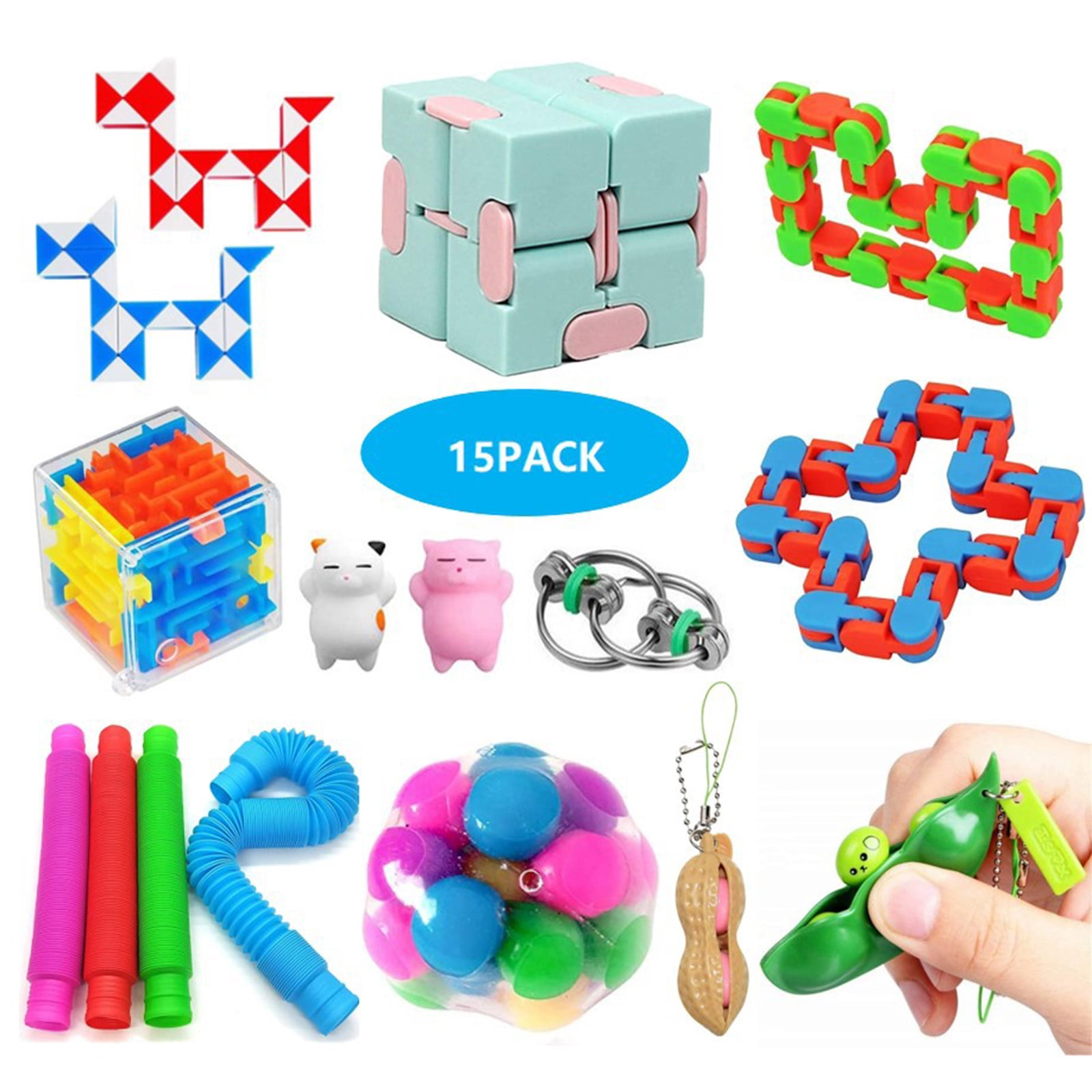 Pop It Fidget Pack Fidget Toys 29Pcs Bubble Infinite Cube Stress Ball 