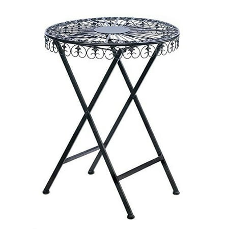 Round Patio Table Fleur De Lis Accent Outdoor Side Decor Round Patio Table Fleur De Lis Accent Outdoor Side Decor