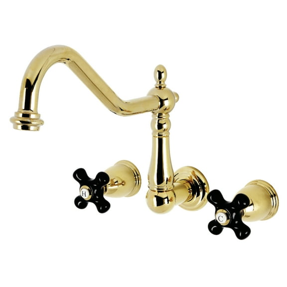 Kingston Brass KS1282PKX Duchess Double-Handle Wall-Mount Kitchen Faucet, Polished Brass