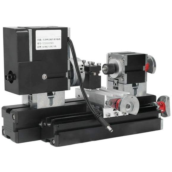 Machine à Tour Micro, Moteur 12000RPM Multifonctionnel Tour en Métal Haute Puissance Taille Compacte pour Traitement Bois et Plastique Prise US