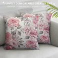 thumbnail image 3 of HENGT  Throw Pillow Cover Gray Abstract with Pink Flowers and Leaves on White Watercolor Floral Pattern Rose in Pastel Color Decorative Pillow Case Home Decor Square Pillowcase, 3 of 5