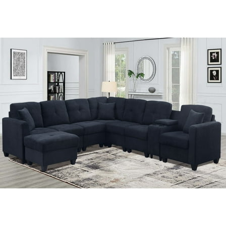 Newboti Furniture Sectional Sofa, Dark Blue 70965