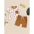 thumbnail image 4 of Yunliwuli Baby Boys Shorts Set, Short Sleeve Surfboard Print T-shirt with Elastic Waist Shorts Summer Outfit, 4 of 10