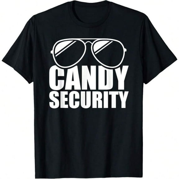 1Pcs Funny Candy Security T-Shirt For Men Women, Humor Tees Halloween Xmas Gift, Round Neck Short Sleeved T Shirts Tops Men Women Clothing,