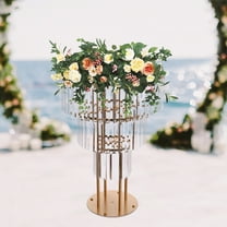 3 Tiers Iron and Acrylic Wedding Gold Crystal Flower Stand, Round Pedestal Stand, Crystal Flower Stand Modern Gold