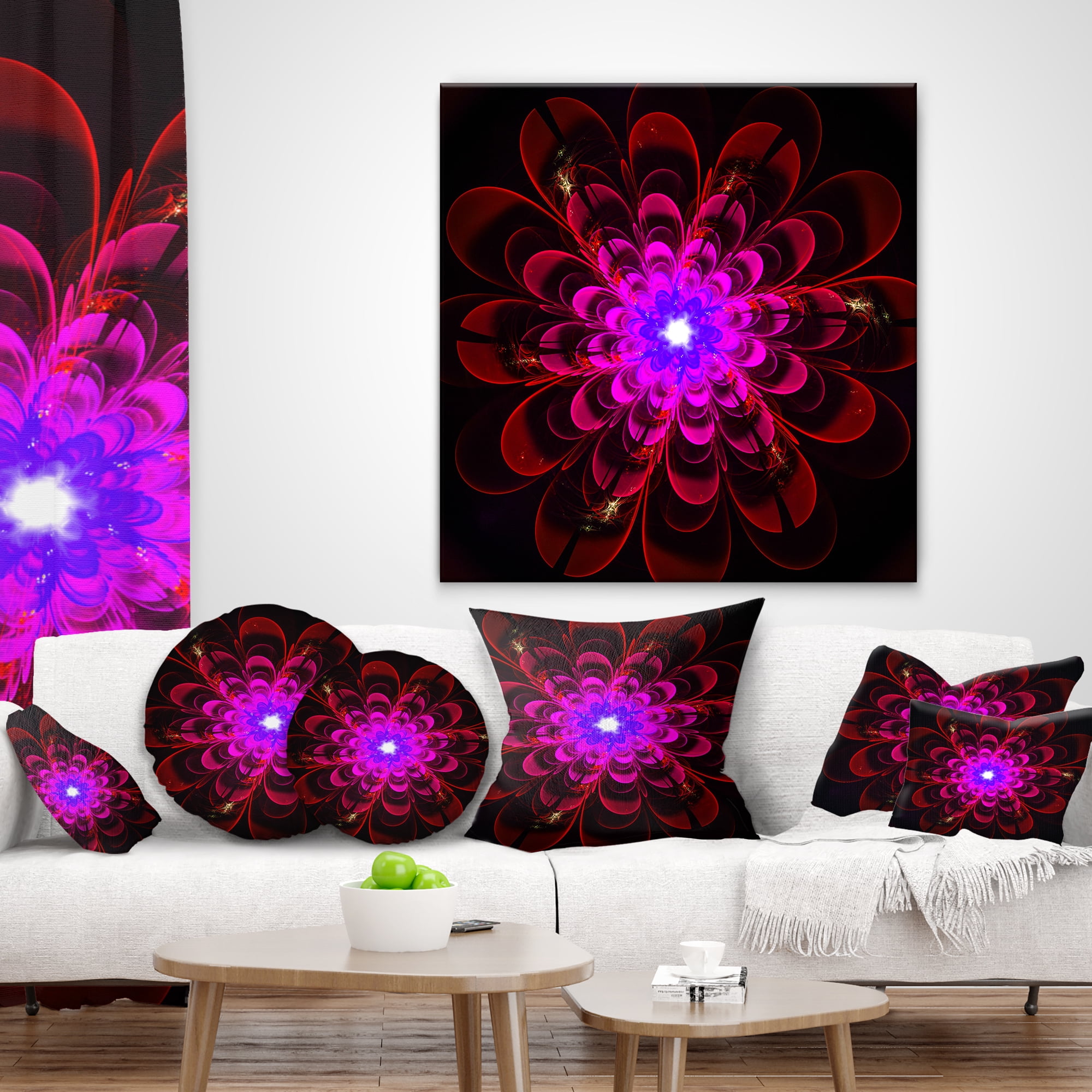 Designart 16" x 16" Red Polyester Throw Pillow