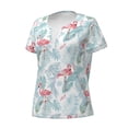 thumbnail image 2 of Naloa Tropical Flamingo Print T-Shirts Short Sleeve V Neck Tees for Women Fashion Tops Trendy Lightweight Soft Casual Summer Outfits Clothes, 2 of 5