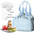 thumbnail image 4 of Blue Christmas Snowflake Pattern Drawstring Lunch Bag Women - Drawstring Lunch Bag Insulated for Work Office - Stain-Resistant Large Lunchbags for Women with Multi-Pockets, 4 of 6