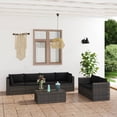 thumbnail image 1 of vidaXL 7 Piece Garden Lounge Set with Cushions Poly Rattan Grey, 1 of 5