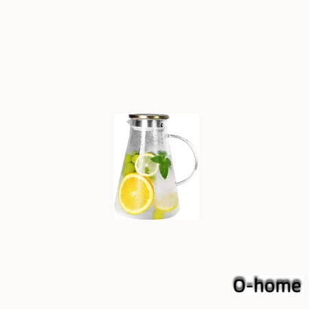 

Glass Pitcher with Lid and Spout - 68 Ounces Cold and Hot Water Carafe Beverage Pitcher for Homemade Iced Tea and Juice (68OZ)