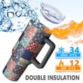 thumbnail image 5 of 40oz Pioneer Flower Floral Print Pattern Insulated Tumbler with Handle, BPA-Free Leak Proof Lid and Straws, Double Wall Vacuum, Hot 12h/Cold 34h, 5 of 6