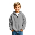 thumbnail image 2 of Dweltoz Waffle Knit Hoodies for Boy Half Zip Hooded Sweatshirt Casual Long Sleeve Pullover Comfortable Loose Tops Back to School Clothes 2026 Fall Winter Athletic Hoodies,Light Gray 5-6 Years, 2 of 6