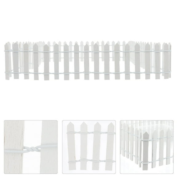 LEORX Small Fence Panels Mini Fence White Wood 1Set