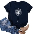 thumbnail image 2 of MIXUE Womens Summer Tops Dandelion Print O Neck Short Sleeve Loose Casual Shirts For Women Tee Shirts Daily-Wear,Blue,L, 2 of 5