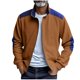 thumbnail image 2 of pstuiky camisa de manga larga para hombre, Chaqueta informal de pana con bolsillo y cuello alto, manga larga y bloques de color para hombre Tops de hombre xl, 2 of 9