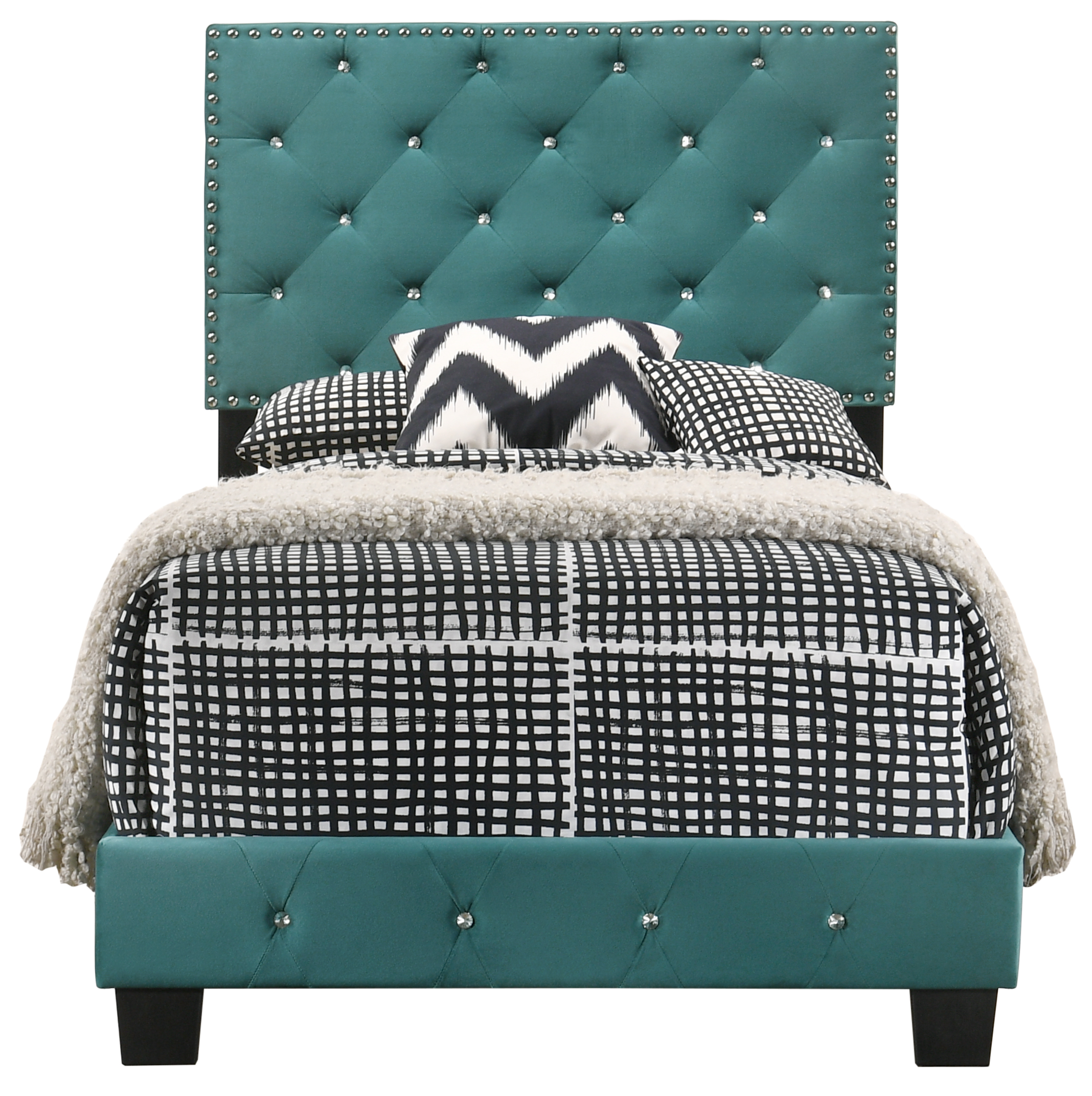 Glory Furniture Suffolk Twin Bed in Green Color