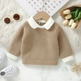 thumbnail image 3 of XFHLMJFF Boys Girls Sweater Cute Toddler Baby Knit Turn Down Collar Long Sleeve Pullover Fall Winter Clothes, 3 of 7