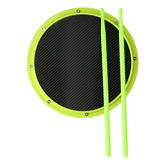 Almohadilla de tambor de 12 pulgadas, accesorios antideslizantes, sin ruido, con baquetas para Verde brillante