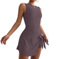 thumbnail image 5 of jtjvou Women's Summer Sleeveless Bodycon Tie Waist Romper Skort Mini Tennis Athletic Dress Built Shorts Casual Vacation Dress Purple XL, 5 of 9