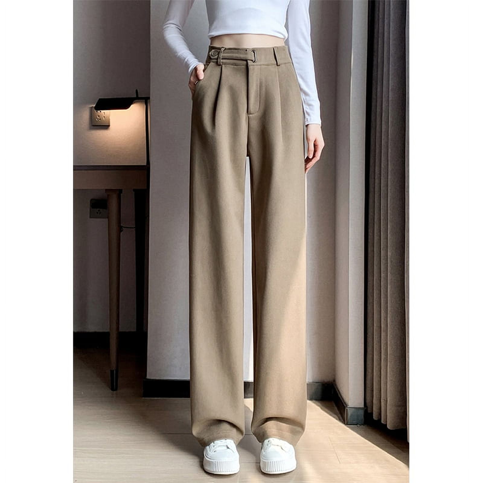 Winter Wool Wide Leg Pants Women Streetwear High Waist Suit Winter Wool Wide Leg Pants Women Streetwear High Waist Suit
