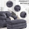 thumbnail image 3 of BUIORD 56" Accent Chair with Ottoman, Corduroy Single Sofa Chair Armchair with Pillows, Deep Seat Couch for Living Room, Gray, 3 of 7