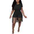thumbnail image 2 of ITFABS Sports Outfits Short Sleeve Knot Crop Top + Fringe Fifth Pants, 2 of 9