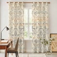 thumbnail image 4 of Bohemian Floral Kitchen Curtains 84 Inch Length, Vintage Gradient European Line Grommet Top Bedroom Living Room Curtains, Light Filtering Cafe Curtain Drapes 2 Panels Set 84''x84'', 4 of 9