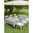 thumbnail image 3 of Outdoor Tablecloth with Umbrella Hole and Zipper, Light Blue Striped Rectangle Table Cloth 60x102 Inch Waterproof Tablecloth, Farmhouse Thin Line Modern Abstract Art Picnic Table Cover for Patio, 3 of 7