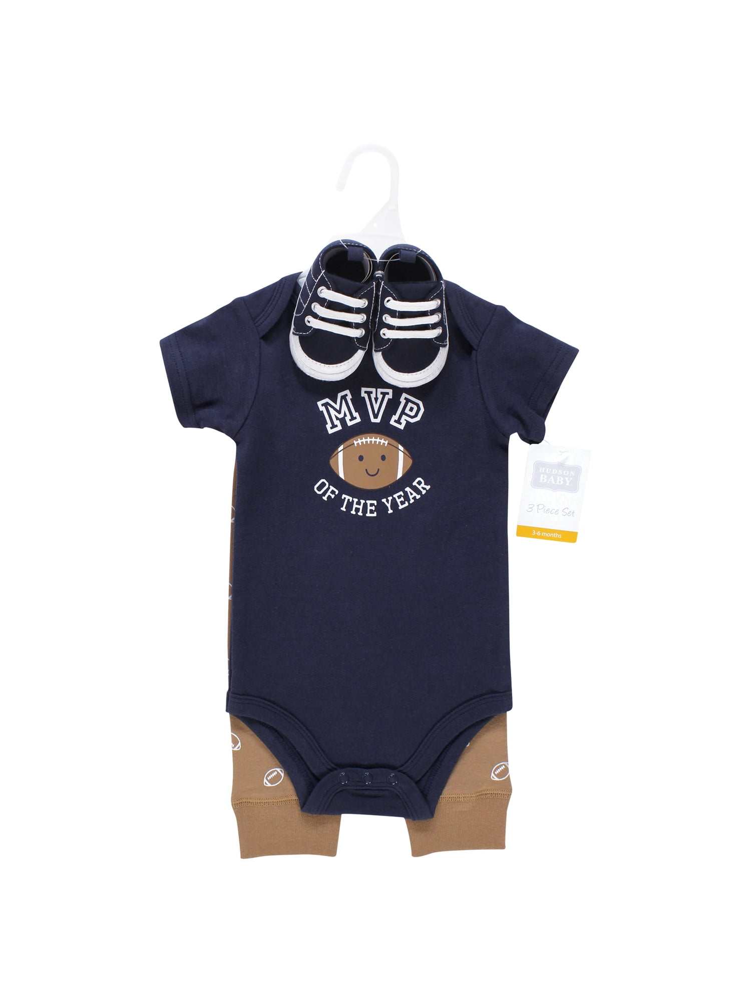 Hudson Baby Short Sleeve Bodysuit And Pant Set with Shoes, 0-18 Months