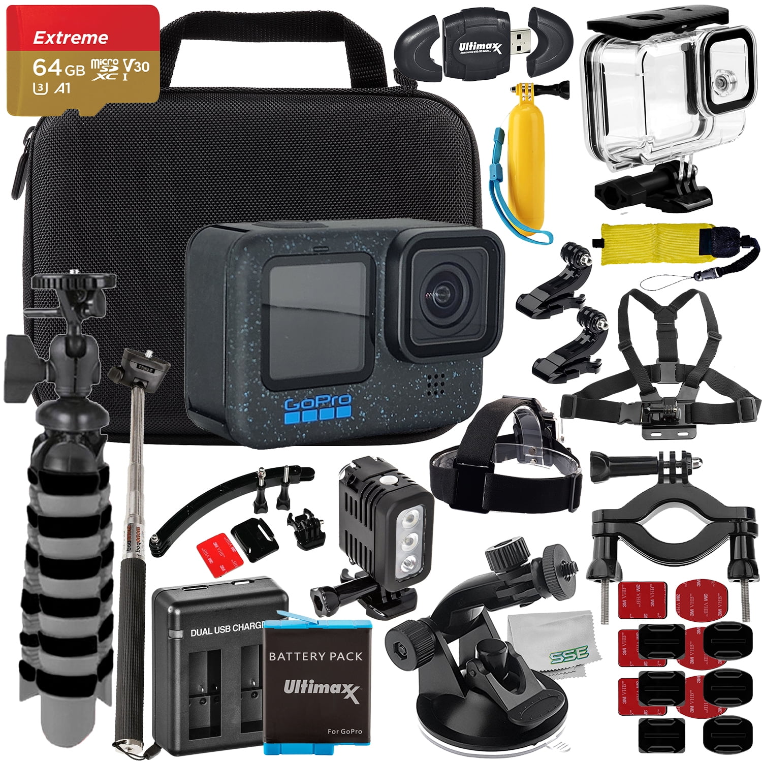 GoPro HERO10 Black Accessory Bundle, Water-Resistant, Speed