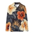 thumbnail image 4 of Bibifish Womens Tops Stand Collar Half Zip Hibiscus Tropical Print Long Sleeve Tees Athletic Active Stretch Shirts, 4 of 5