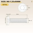 thumbnail image 2 of Flat Head Hex Socket Cap Screws Bolts(M8-1.25x90) 10Pcs, 304 Stainless Steel Hex Socket Furniture Bolts Countersunk Screws - for Furniture Woodworking Project, Silver Tone, 2 of 7