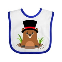 Inktastic Groundhog Day with Groundhog in Top Hat Boys or Girls Baby Bib