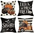 thumbnail image 1 of Juego de 4 fundas de almohada decorativas para truco o trato de Halloween, 16 x 16: espeluznante, 1 of 5