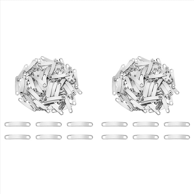 200 Unids Estampado Etiqueta en 34mm de Acero Inoxidable Enlace Conector de Metal en de Enlace Curvo Charm Engravable Etiqueta en