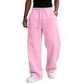 thumbnail image 2 of Dwellite Cargo Sweatpants for Men Plus Size Wide Leg Athletic Pants Hiking Oversized Leg Baggy Loose Fit Pull on Lightweight Joggers Pants Pink 2XL, 2 of 8