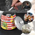 thumbnail image 4 of Yayeee Ashtray with Lid for Cigarette Smokeless Stainless Steel Home Ash Holder, Striped Lemon, 4 of 7