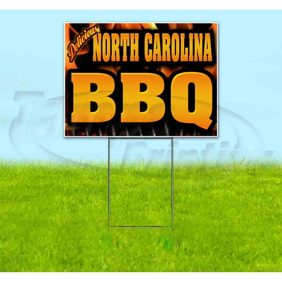 North Carolina BBQ (18" x 24") Yard Sign, Includes Metal Step Stake