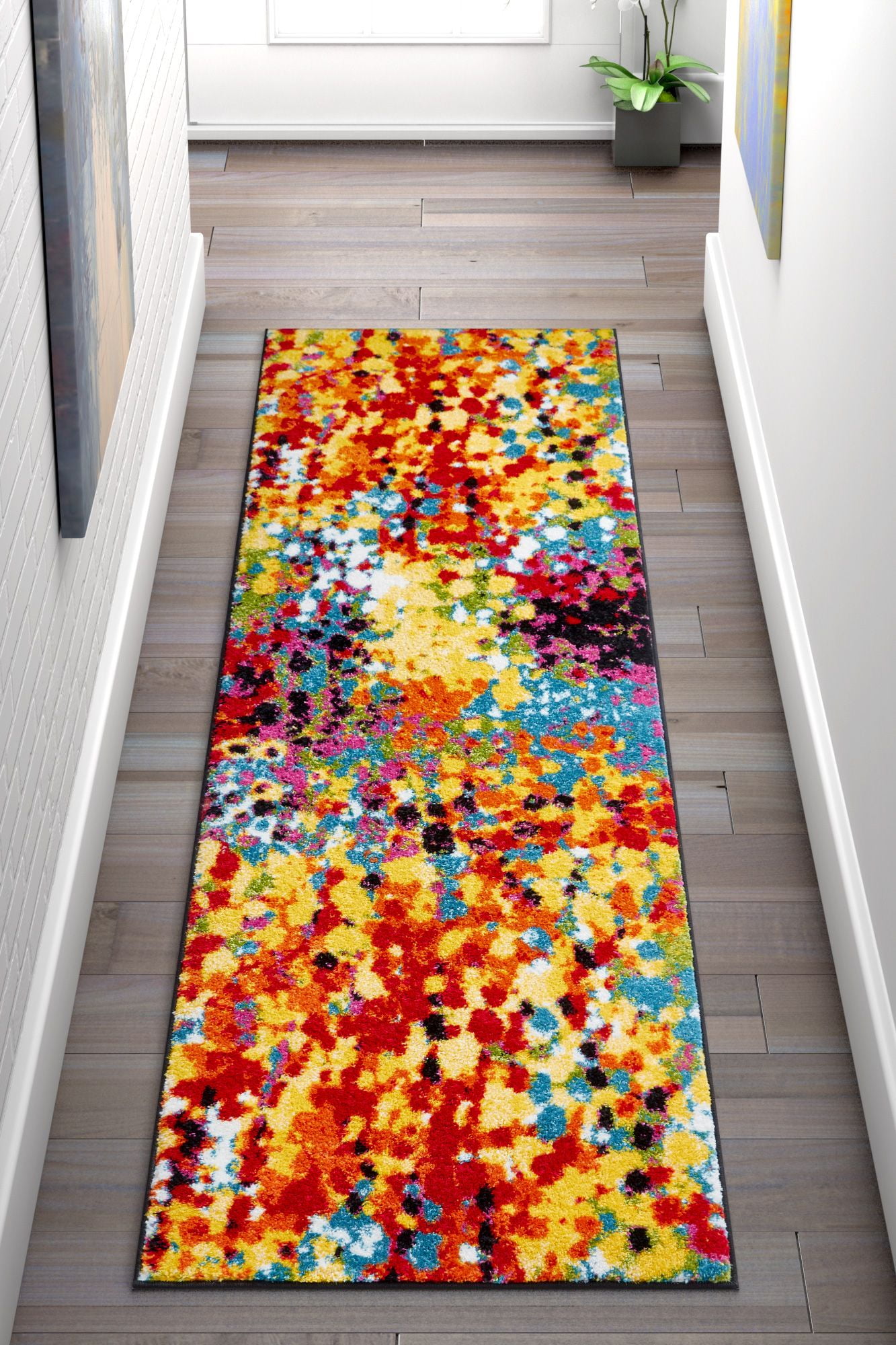 Well Woven Impasto Multi Color Geometric Brush Stroke Area Rug 2x7 (2'3 ...