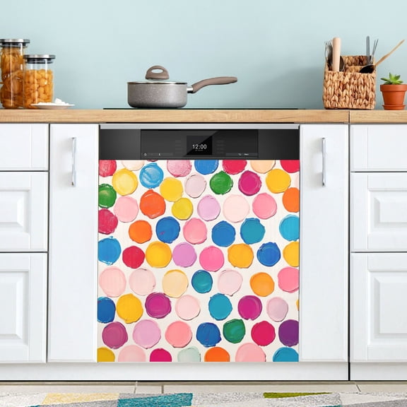 Yayeee Magnetic Dishwasher Cover for The Front Decoration Home Kitchen Machine Sticker Protector, Watercolor Circles