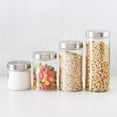 thumbnail image 2 of 4 Piece Round Glass Canister Set with Stainless Steel Lids, Kitchen Counter Top Organizer, Coffee, Tea, Sugar, Flour, Cookies Storag Jars, Clear, 2 of 11